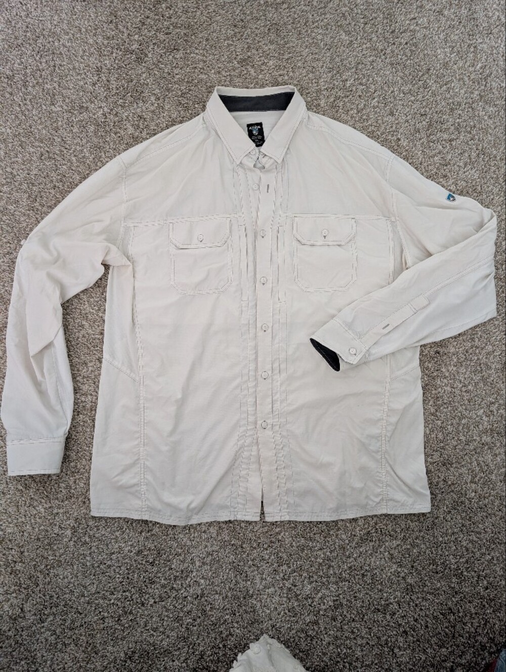 Kuhl Men's Airspeed Lightweight White Long-Sleeve Quick Dry Button Shirt Sz XXL